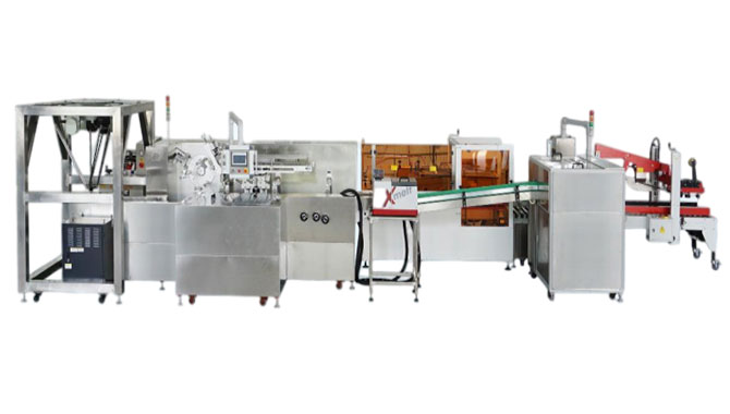 Fully automatic bagging, boxing, packaging and packaging production line