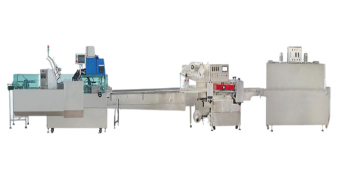 Fully automatic cartoning machine heat shrink packaging production line